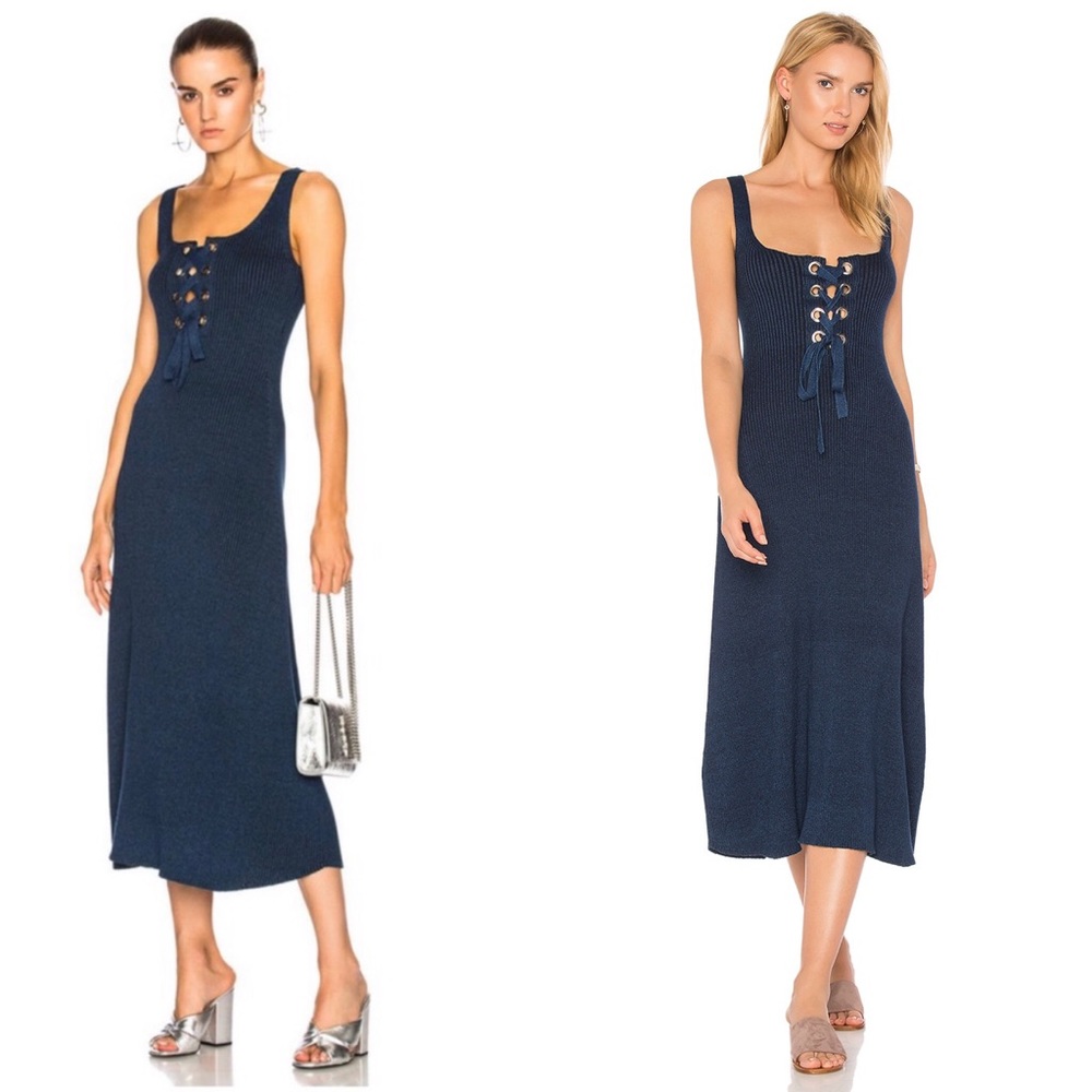 Mara Hoffman Lena Mei Knit Ribbed Tie Up Dress